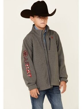 Ariat Boys Logo 2.0 Softshell Grey Jacket Size XL